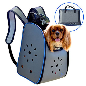Pop Up Pet Carrier Backpack Bag with Weather Resistant Oxford Material, Vented Sides and Zipper Top for Dogs, Cats + More! Includes Bag