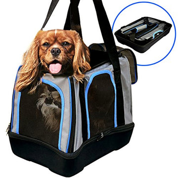 Pop Up Pet Bag Carrier Crate with Weather Resistant Oxford Material, EVA Molded Bottom, Reinforced Frame Zipper Top and Front for Dogs, Cats and more!