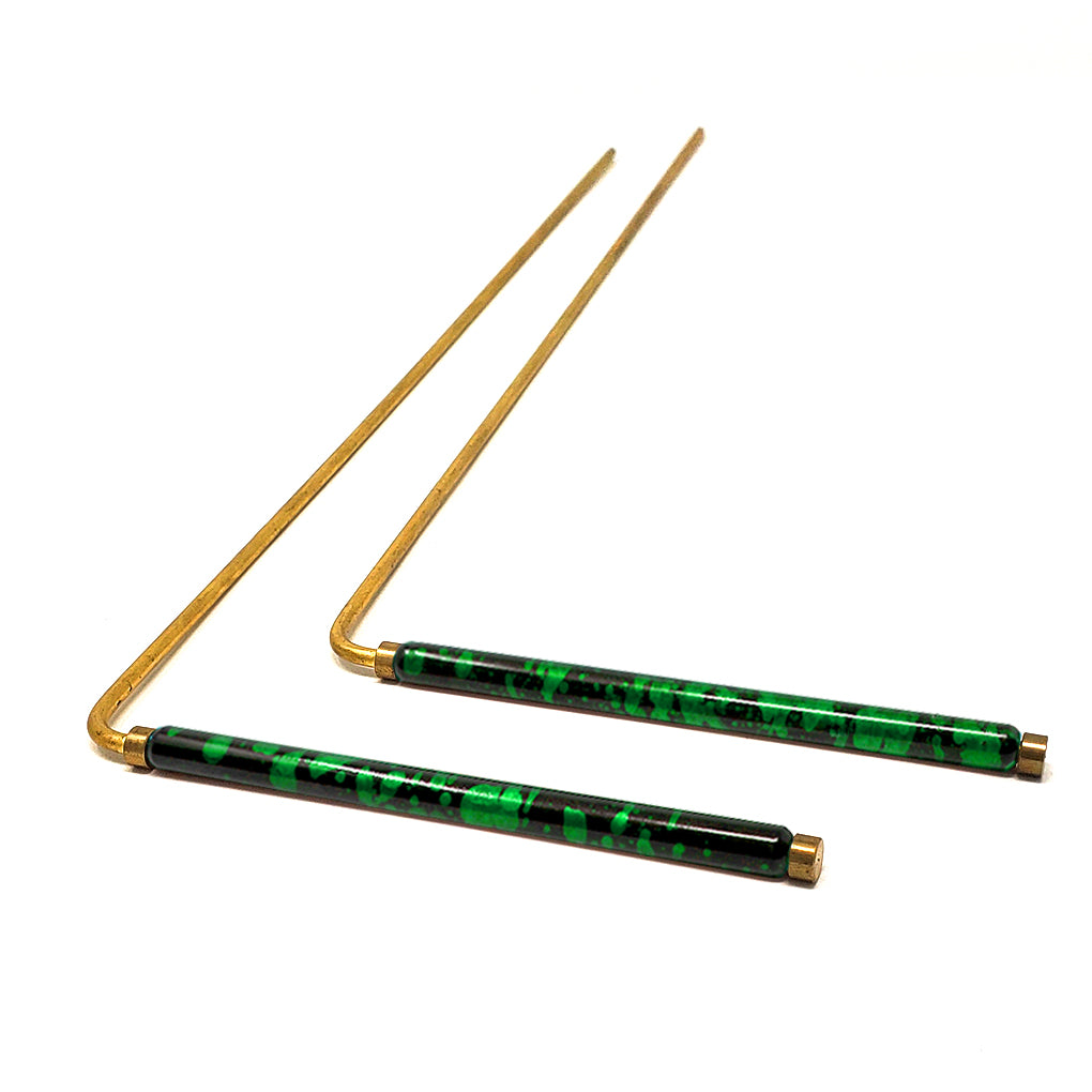 Green Powder Coated Brass Dowsing Rods for Tracing Spiritual Energy Chi, Ghost Hunting, Water Divining, Answering Questions, Finding Gold and Lost Items!